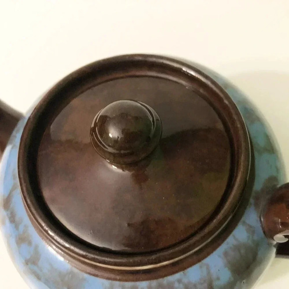 Vintage  Sudlows Burslem Ceramic Striped Teapot Made in England Small Chip - Picture 6 of 16